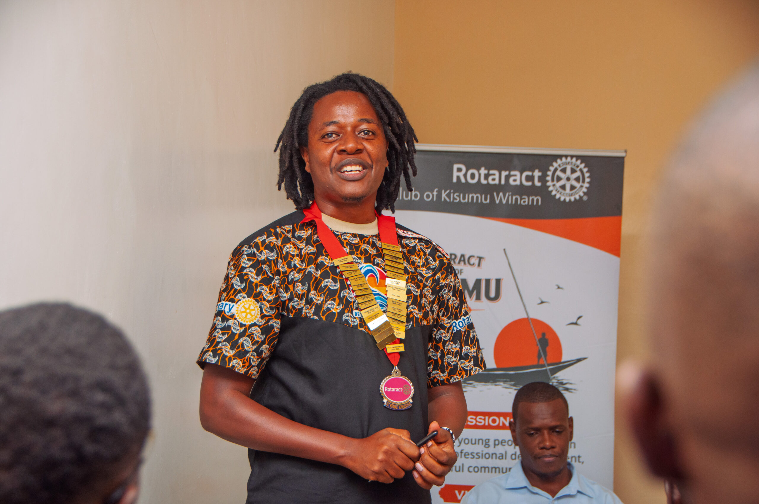 District 9212 Rotaract Representative (DRR) Peter Mwarangu club visit to Rotaract clubs in Kisumu.